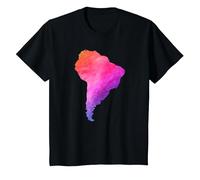América del Sur Sudamerica Brasil Argentina Mapa Colorido Camiseta, Niños, Negro, 2 años