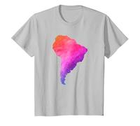 América del Sur Sudamerica Brasil Argentina Mapa Colorido Camiseta, Niños, Plata, 8 años