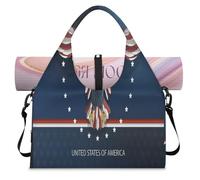 America Eagle - Bolsa deportiva con compartimento para zapatos, diseño de bandera de águila, para fin de semana, bolsa de equipaje para gimnasio, yoga, viajes, color, L, Bolsa de viaje