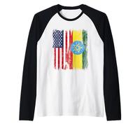 América Etiopía Media bandera raíces etíopes americanas Camiseta Manga Raglan