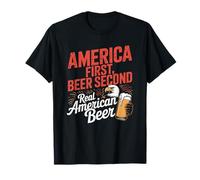 America First Retro Beer Segundo dicho americano 4 de julio Camiseta