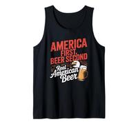 America First Retro Beer Segundo dicho americano 4 de julio Camiseta sin Mangas
