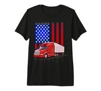 America Flag Trucker Funny Trucking Truck Driver Camiseta Premium