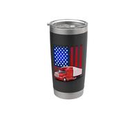 America Flag Trucker Funny Trucking Truck Driver Vaso térmico de acero inoxidable de doble pared