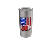 America Flag Trucker Funny Trucking Truck Driver Vaso térmico de acero inoxidable de doble pared