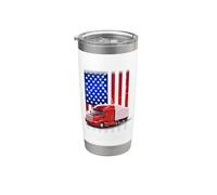 America Flag Trucker Funny Trucking Truck Driver Vaso térmico de acero inoxidable de doble pared
