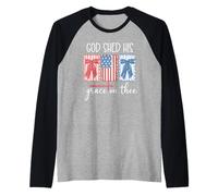 America God Shed His Grace on Thee God Shed His Grace on Me Camiseta Manga Raglan