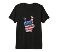 América Hard Rock On Fan Bandera de la Mano para Hombre y Mujer Camiseta Premium