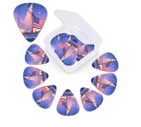 America Independence Day - Juego de 12 púas para guitarra con caja organizadora, 0.46, 0.71, 0.96 mm, incluye grosor fino, medio pesado, púas de guitarra abstracta para guitarra eléctrica, ukelele y