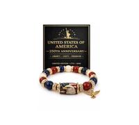 America Legacy - Pulsera de 250 aniversario de la Libertad de Estados Unidos, 250 cumpleaños, color rojo, azul y blanco, con cuentas conmemorativas del Día de la Independencia patriótica, joyería de