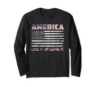 America Love It Or Leave It 4th of July American Flag Manga Larga