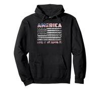 America Love It Or Leave It 4th of July American Flag Sudadera con Capucha