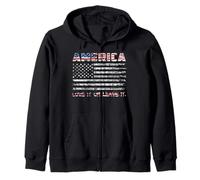 America Love It Or Leave It 4th of July American Flag Sudadera con Capucha