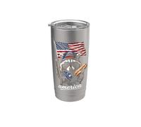 América Meme Raccoon 4 de julio Hot Dog Lovers Vaso térmico de acero inoxidable de doble pared