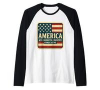 América Mi país favorito desde 1776 4 de julio Vintage USA Camiseta Manga Raglan