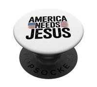 America Necesita Jesus Cristianos Patriotas PopSockets PopGrip Adhesivo