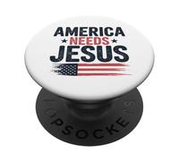 América Necesita Jesús Cristianos Patrióticos PopSockets PopGrip Adhesivo