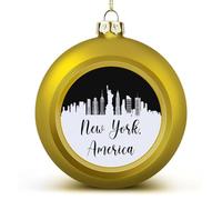 America New York Skyline - Esferas de Navidad, adornos de silueta de la ciudad de Nueva York, bolas de árbol para decoración de vacaciones, bodas, fiestas, bolas colgantes de Navidad, decoraciones de