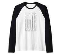America Pride US Flag Faith Over Fear Christian Bible Prayer Camiseta Manga Raglan