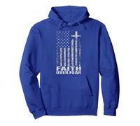 America Pride US Flag Faith Over Fear Christian Bible Prayer Sudadera con Capucha, Unisex para Adultos, Azul Real, XXL