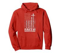 America Pride US Flag Faith Over Fear Christian Bible Prayer Sudadera con Capucha, Unisex para Adultos, Rojo, S