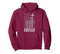 America Pride US Flag Faith Over Fear Christian Bible Prayer Sudadera con Capucha, Unisex para Adultos, Granate, S
