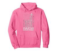America Pride US Flag Faith Over Fear Christian Bible Prayer Sudadera con Capucha, Unisex para Adultos, Rosa Brillante, S