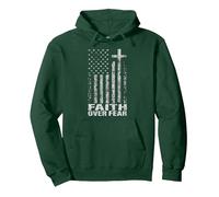 America Pride US Flag Faith Over Fear Christian Bible Prayer Sudadera con Capucha, Unisex para Adultos, Verde Bosque, M