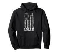 America Pride US Flag Faith Over Fear Christian Bible Prayer Sudadera con Capucha, Unisex para Adultos, Negro, S