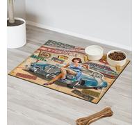 America - Tapete de alimentación de mascotas con póster vintage para gatos, perros, cuenco de agua, tapetes de comida para mascotas, tapetes absorbentes y antideslizantes que contienen derrames