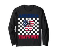 America That's Why 4 of July USA American Flag Patriotic Manga Larga