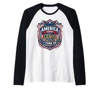 America Turns 250 I Turn 50 Since 50th Birthday Emblem Camiseta Manga Raglan