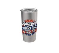 America Turns 250 I Turn 50 Since 50th Birthday Retro Vaso térmico de acero inoxidable de doble pared
