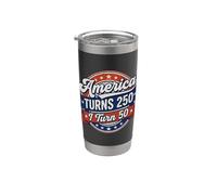 America Turns 250 I Turn 50 Since 50th Birthday Retro Vaso térmico de acero inoxidable de doble pared