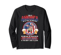 America We Love Dogs Greyhound Dog and Beer 4th of July Manga Larga