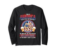 America We Love Dogs Pomeranian Dog and Beer 4th of July Manga Larga
