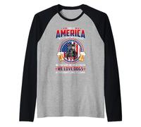 America We Love Dogs Scottish Terrier Dog Beer 4th of July Camiseta Manga Raglan