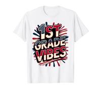 American 1ST Grade Vibes Happy Band Teacher Crew Recuerdo Camiseta gráfica económica, Hombre, Blanco, S