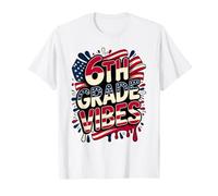 American 6TH Grade Vibes First Day My Patriotic Teacher Crew Camiseta