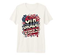 American 6TH Grade Vibes First Day My Patriotic Teacher Crew Camiseta Premium