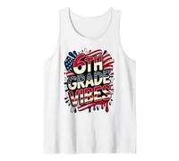 American 6TH Grade Vibes First Day My Patriotic Teacher Crew Camiseta sin Mangas