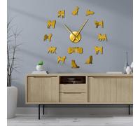 American Akita Dog Breed - Reloj de pared autoadhesivo 3D DIY para propietario, regalo para sala de estar, diseño único, espejo adhesivo (negro, 27 pulgadas)