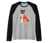 American Akita Dog Mom | Amo a mamá, Lindo Cachorro Camiseta Manga Raglan