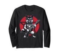 American Akita Heavy Metal, Guitarra Rock, Amante de los Perros Manga Larga