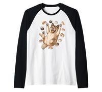 American Akita Sushi Retro Vintage Perro Amante Camiseta Manga Raglan