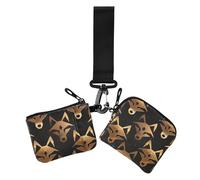 American Anime Wolf - Monedero para mujer, color bronce, negro, tarjetero, delgado, plano, monedero, monedero, monedero con cremallera, 2 unidades, American Anime Wolf Bronze Black, 1 size, Casual