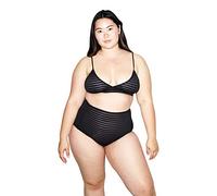 American Apparel Bralette sin mangas a rayas para mujer - Negro - X-Small