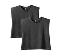 American Apparel Camiseta de algodón Pesado para Mujer, Cuadrada, Recortada y teñida, Estilo G307GD, Paquete de 2, Negro desteñido (Paquete de 2), S