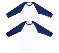 American Apparel Camiseta unisex CVC ragl n para adultos, estilo G2003cvc, paquete de 2, Blanco/ ndigo jaspeado (paquete de 2), XXL