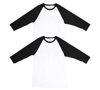 American Apparel CVC Raglan T-Shirt, Style G2003CVC, White/Black (2-Pack)